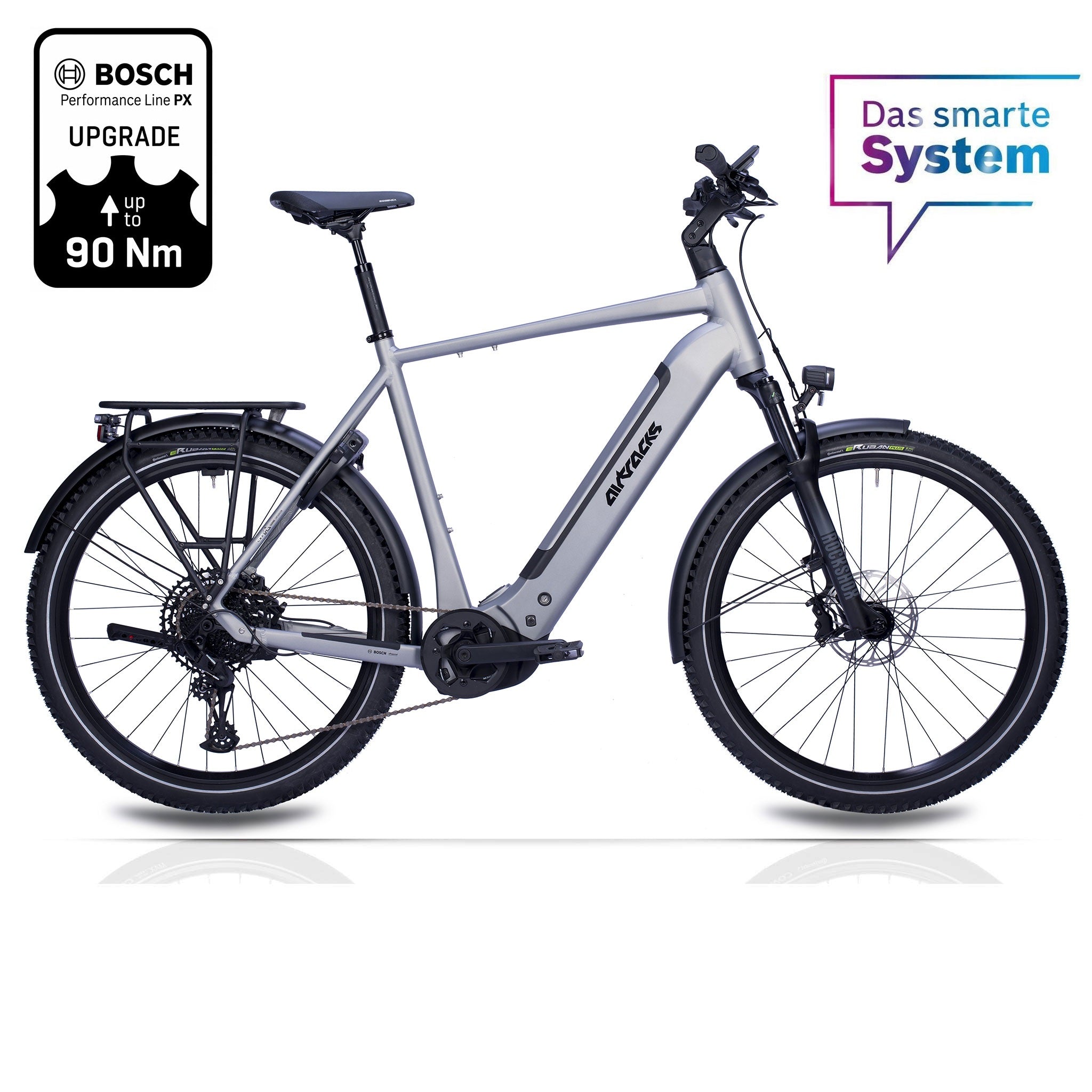 27,5" Heren E-SUV MTB TERRA CX2 BOSCH PERFORMANCE LINE PX Smart System POWERTUBE 600 Wh 12 versnellingen SRAM SX EAGLE Grijs