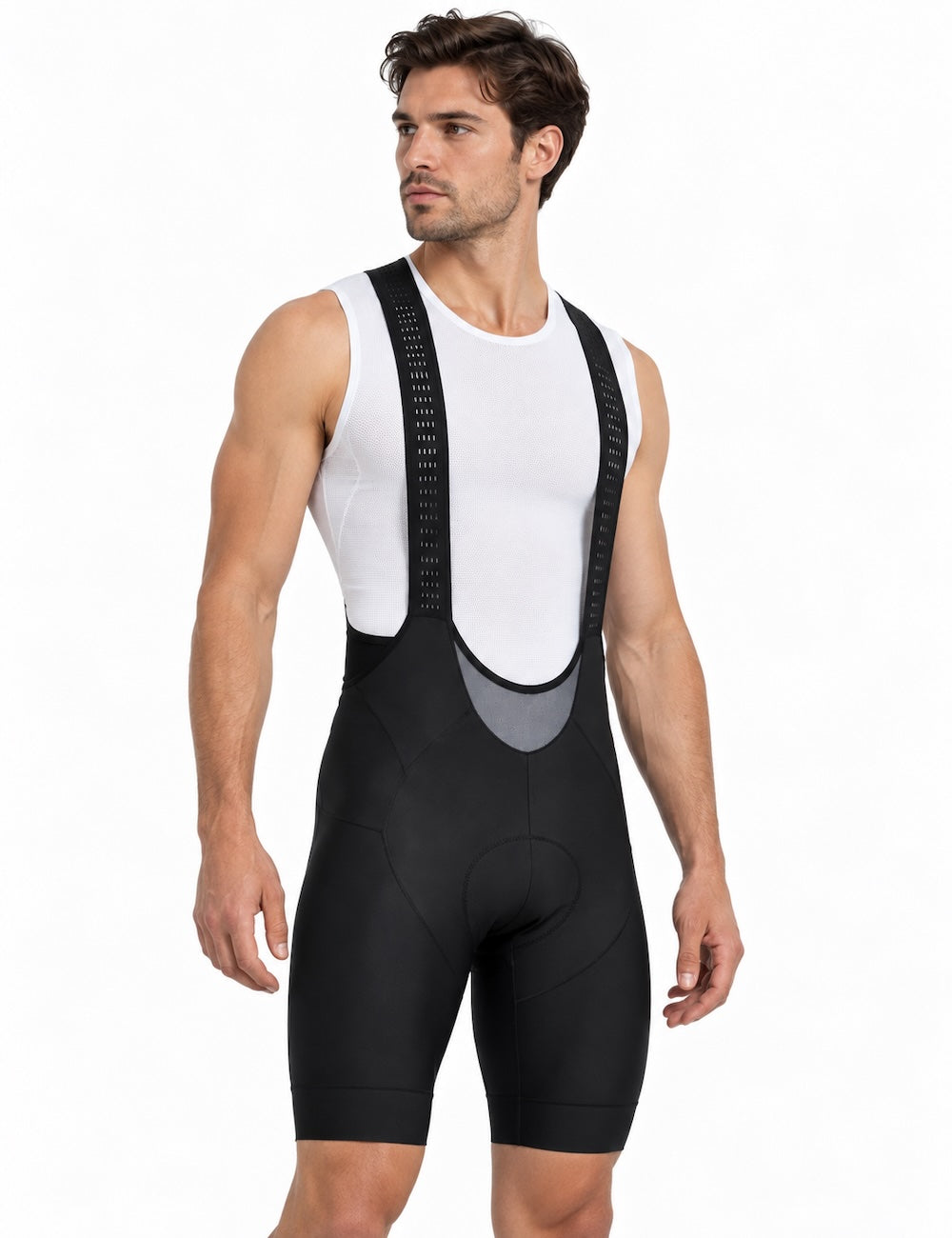 Pantaloni per biciclette da uomo pantaloni per biciclette corti con pantaloni portanti cinghie per squadra di nero