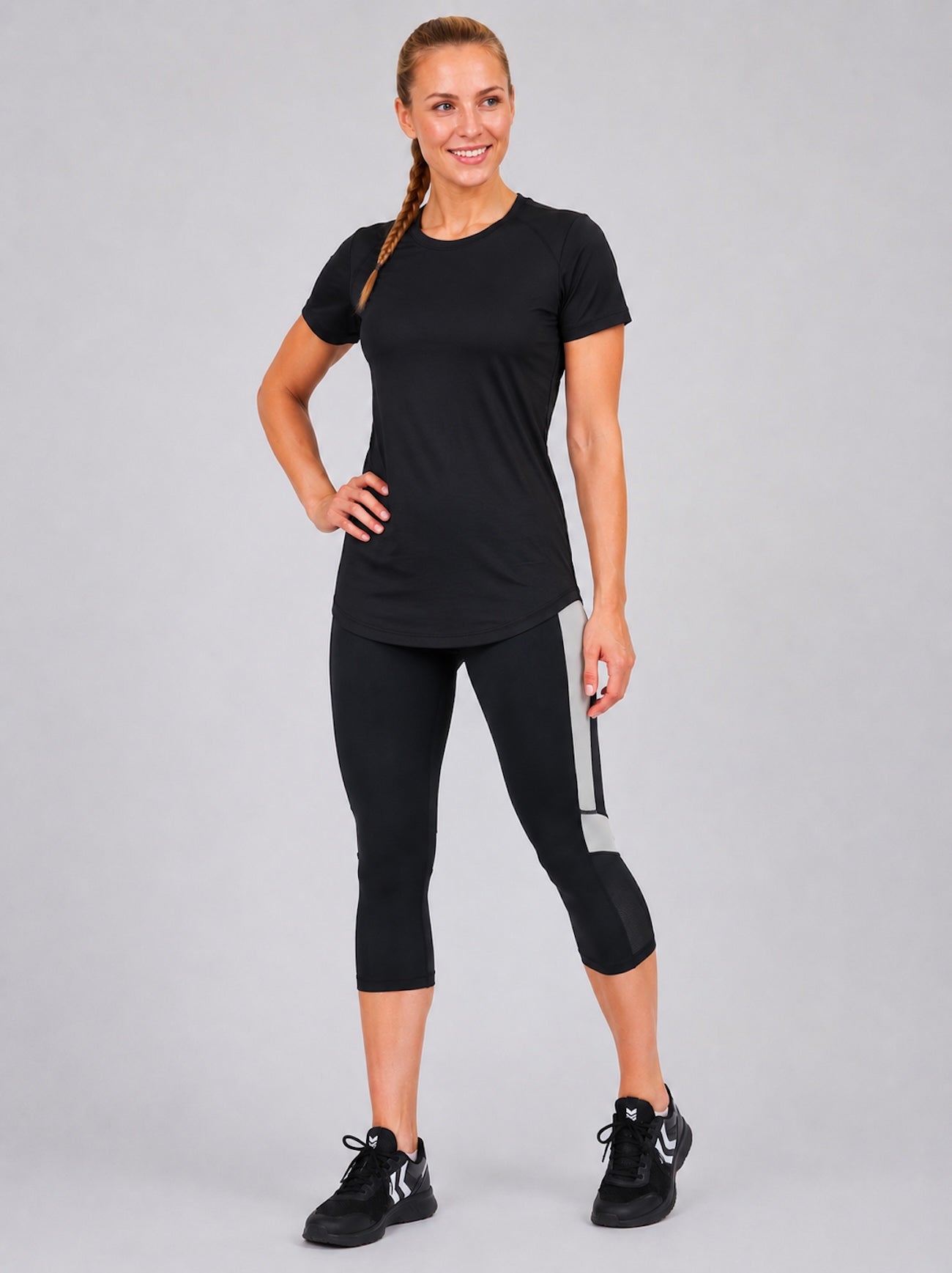 Pantalones de acondicionamiento físico para mujeres: pantalones corriendo 3-4 Decoct rojo gris negro