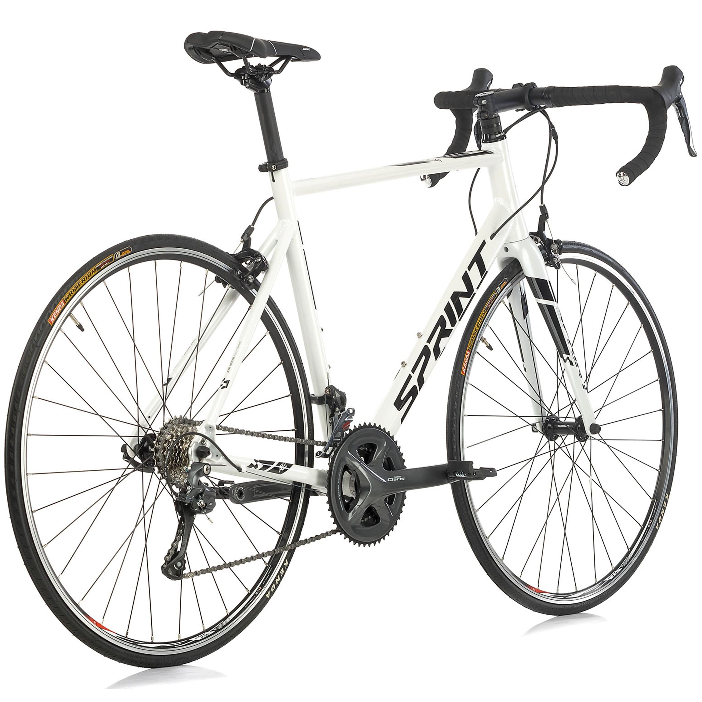 28"Bicicletta da corsa uomo SPRINT MONZA RACE con forcella in carbonio, cambio Shimano Claris RD-R2000 2 x 8 velocità, bianco/nero