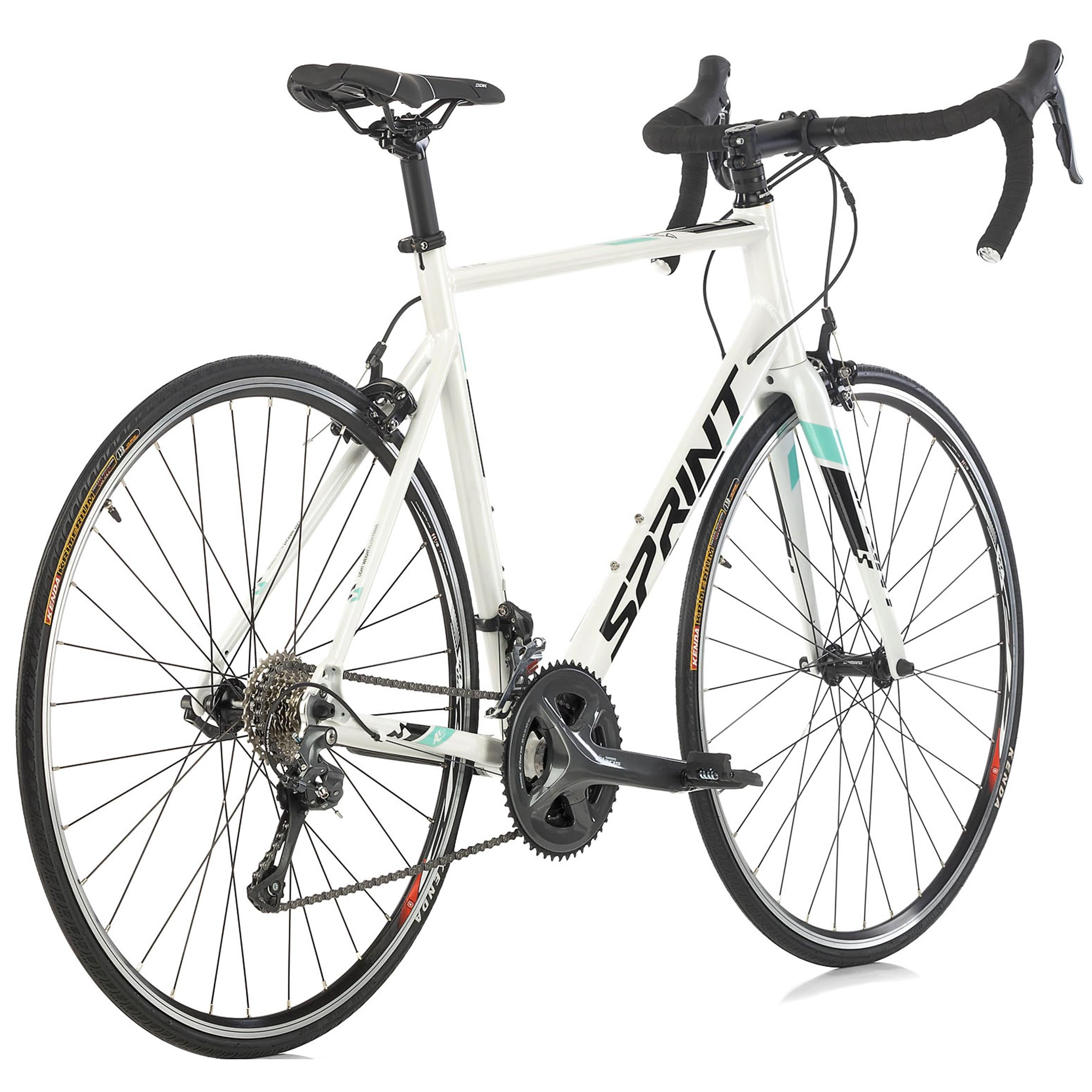 28" heren racefiets SPRINT MONZA RACE met carbon voorvork 2 x 8 versnellingen SHIMANO CLARIS RD-R2000 wit / groen