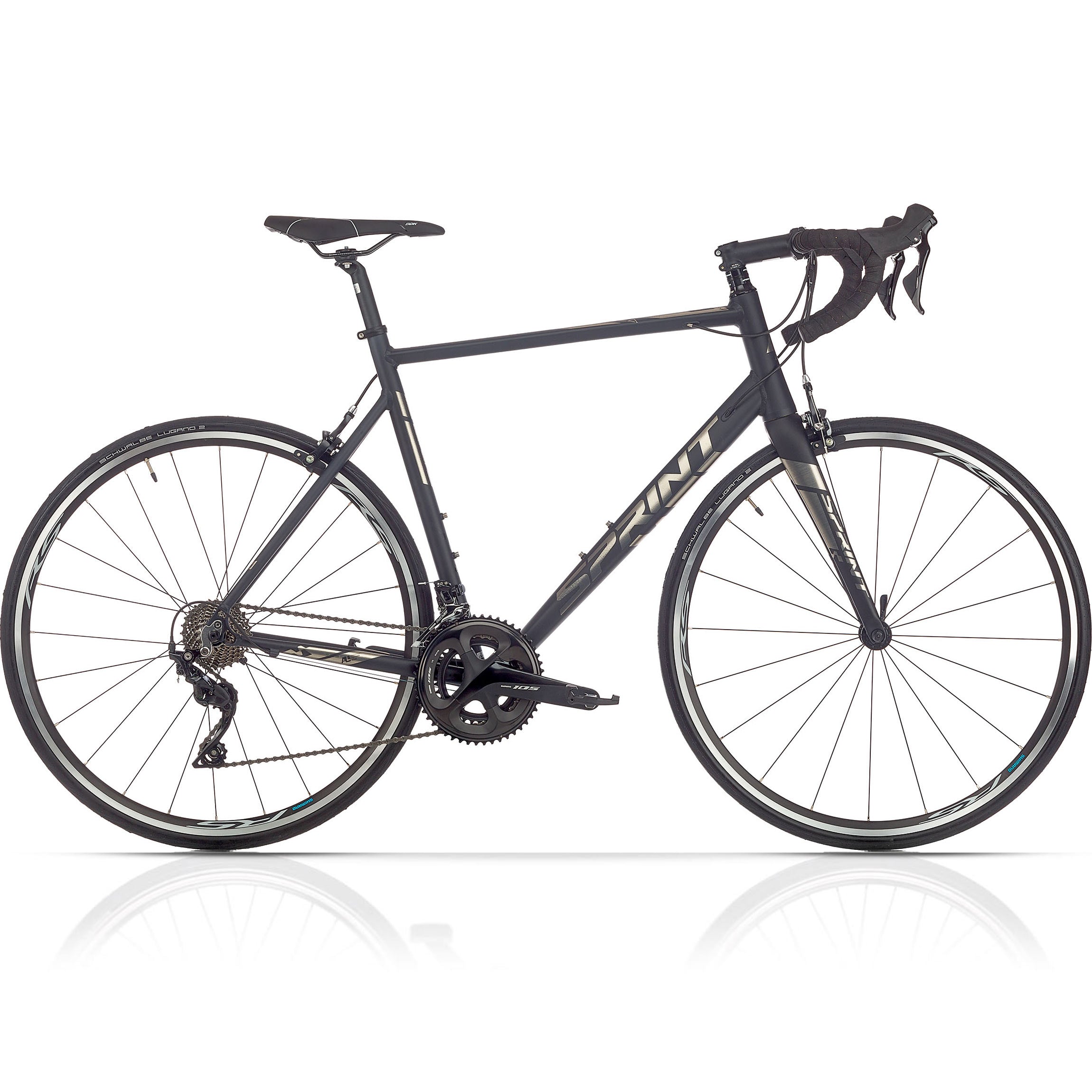 28" heren racefiets SPRINT MONZA TEAM met carbon voorvork, 2 x 11 versnellingen SHIMANO 105 RD-R7000 zwart / mat