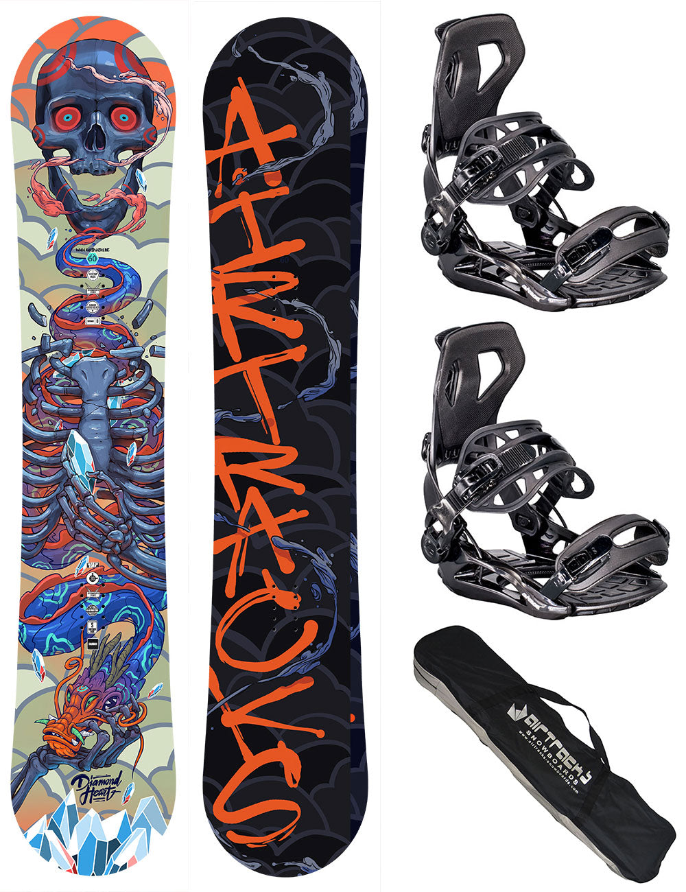 Men's Snowboard Set Diamond Heart + Master Binding Size XL + SB Bag