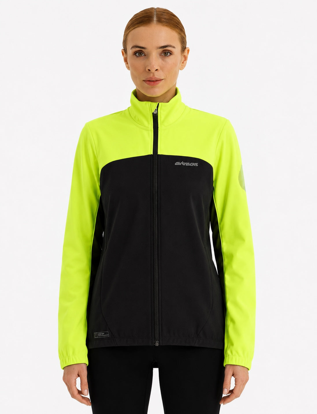 Women's Winter Cycling Jacket Softshell Thermal Cycling Jacket Advance Line Gray Neon