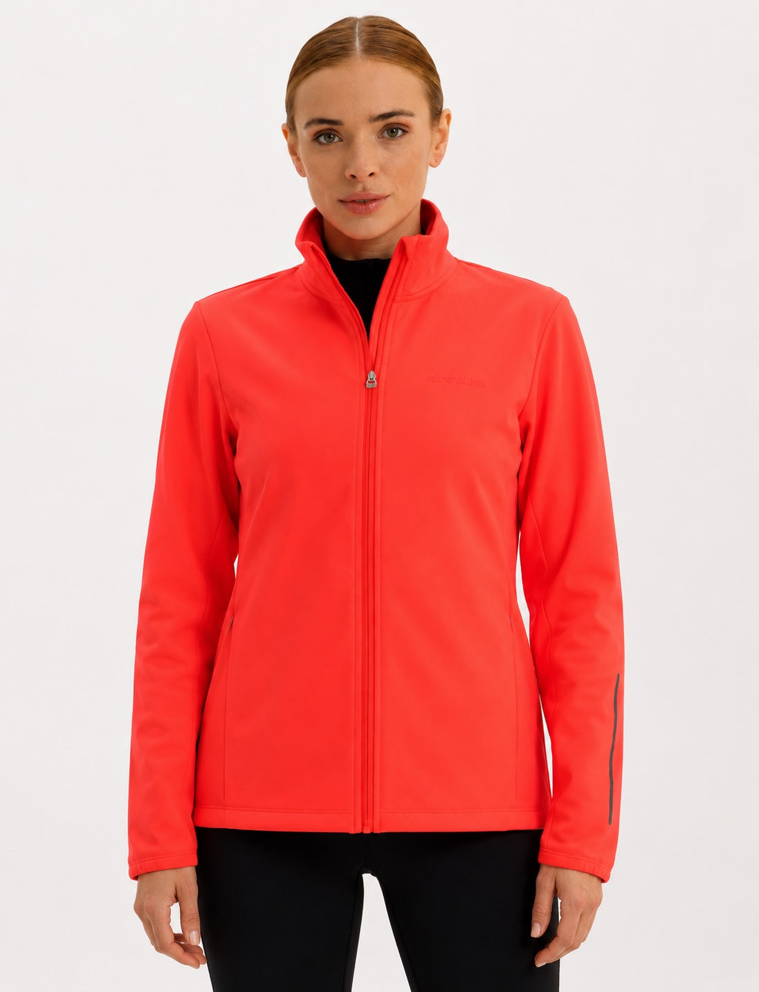 Dames winter fietsjack-hardloopjack softshell thermojack actieve comfortlijn rood neon