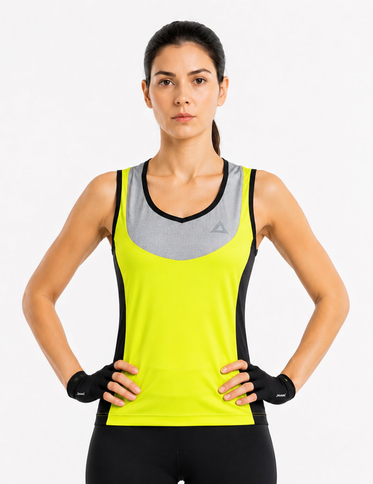 Maglia da donna in bicicletta corta -Neon di comfort senza maniche in moto.