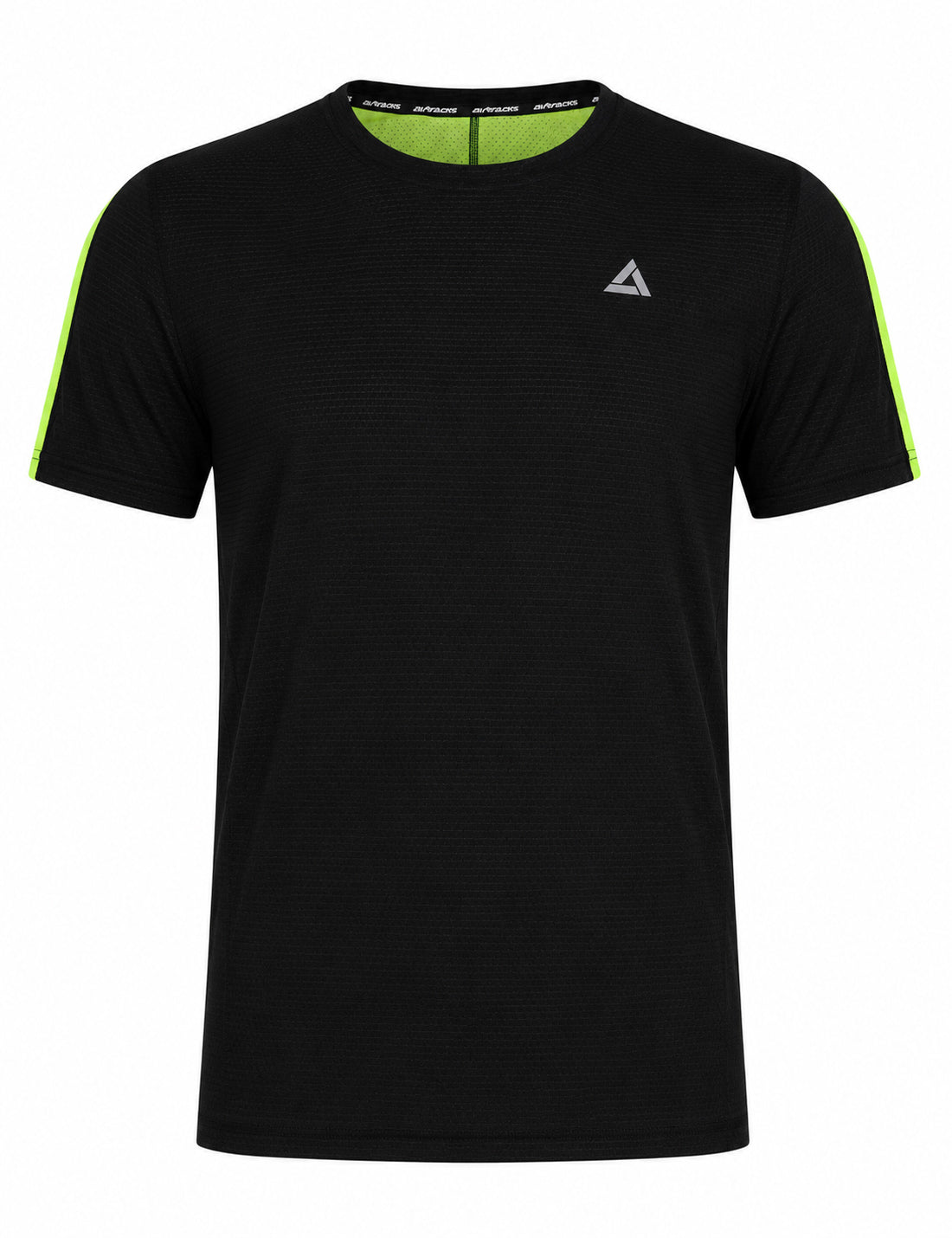 Chemise de course fonctionnelle bras court par ligne néon noir
