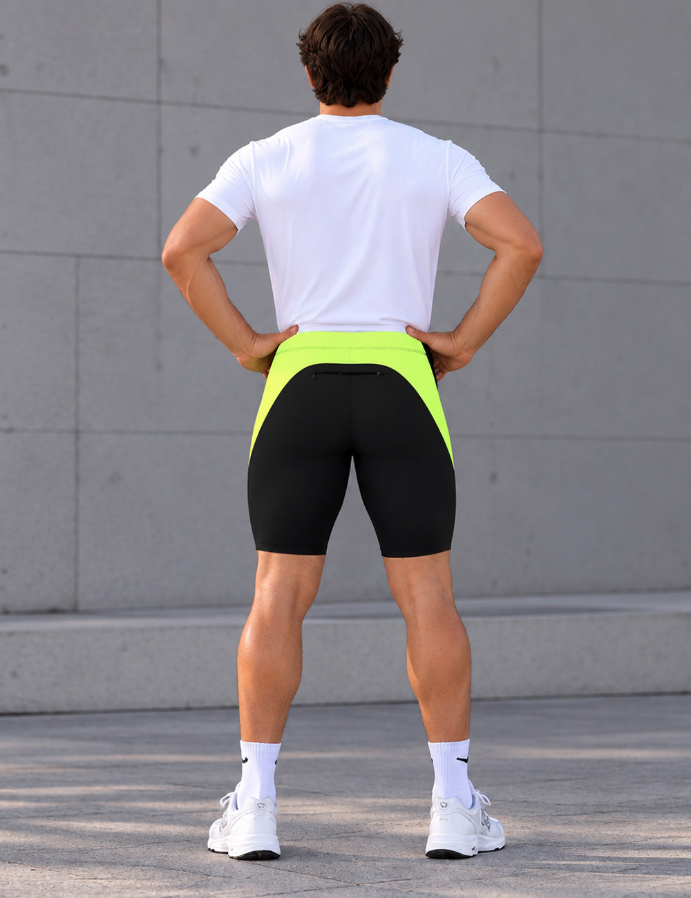 Heren loopbroek kort per zwarte neon