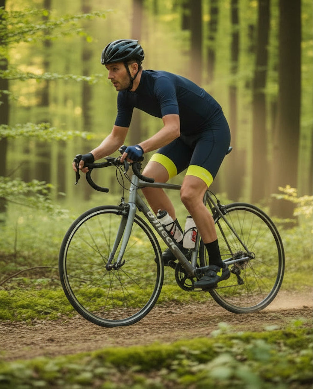 Pantaloni per biciclette da uomo pantaloni per biciclette corta linea di comfort neon nero