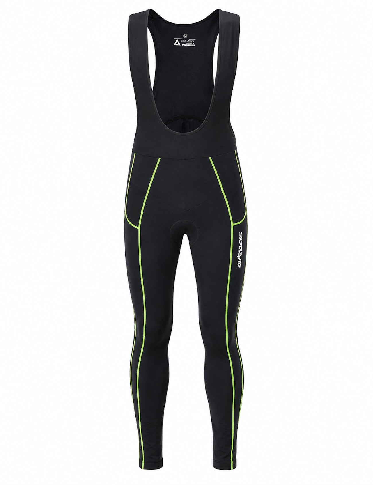 Pantalones de bicicleta termal para hombres pantalones largos portadores por negro - neón