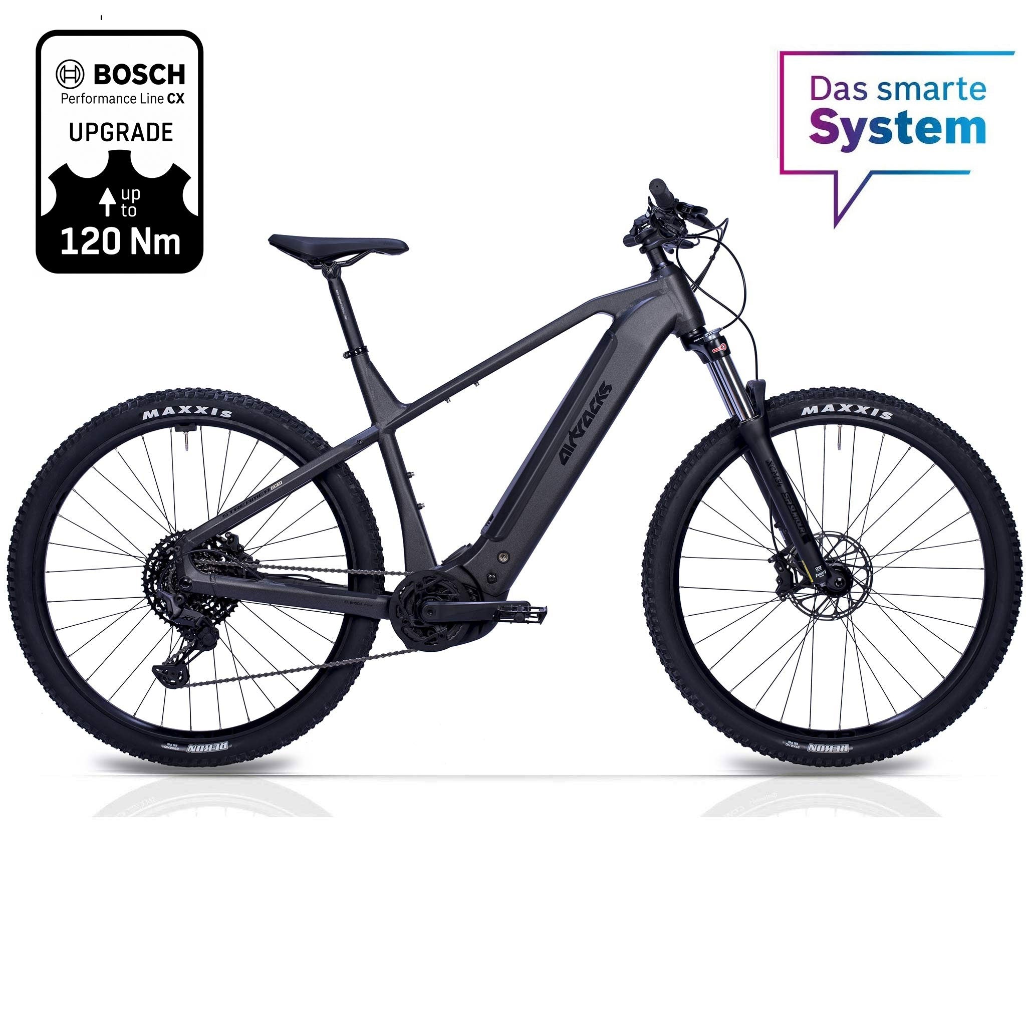 29" Herren E-MTB STREAMER CX11 BOSCH PERFORMANCE LINE CX GEN 5 (120 Nm) Smart System POWERTUBE 600Wh 11 x GANG SHIMANO XT RD-M8310 Schwarz
