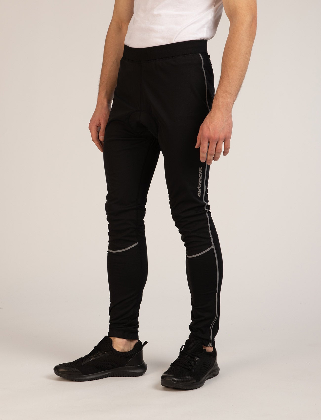 Herren Winter Thermoradtrikot Set (2-tlg.) Pro-T Fahrradtrikot Langarm+Fahrradhose Lang Fahrradhose Lang  Schwarz-Silber