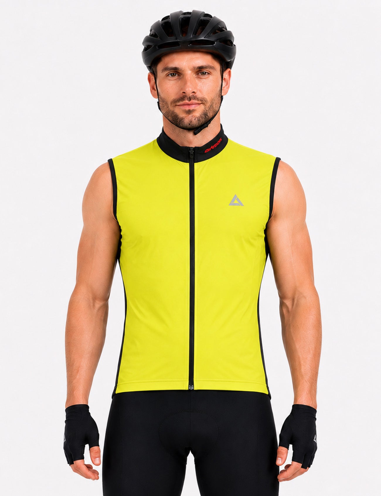 Heren fiets jersey mouwloze comfortlijn neon zwart