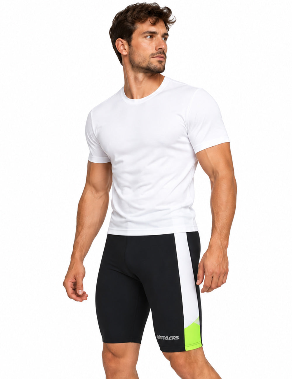 Herren Laufhose Kurz Schwarz Neon