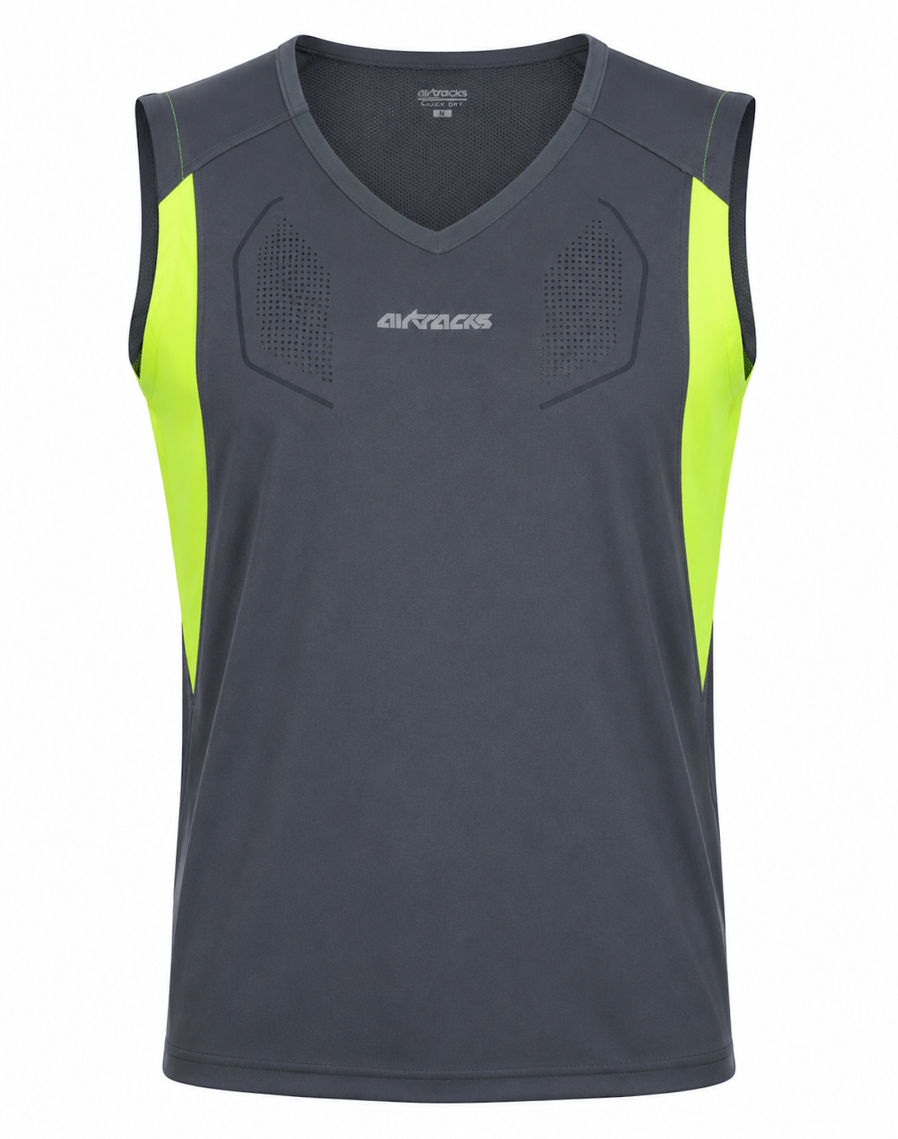 Lopend shirt mouwloze tanktop per lijn grijs-neon