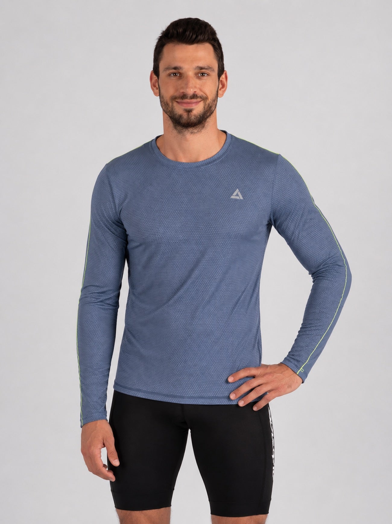 Heren functioneel lopende shirt lange arm per lijn grijs neon