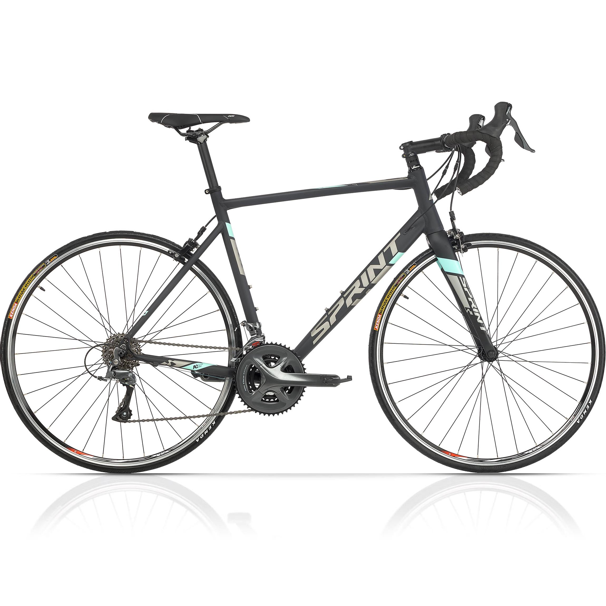 28" Heren racefiets SPRINT MONZA RACE met carbon voorvork 2 x 8 versnellingen SHIMANO CLARIS RD-R2000 Zwart / Grijs