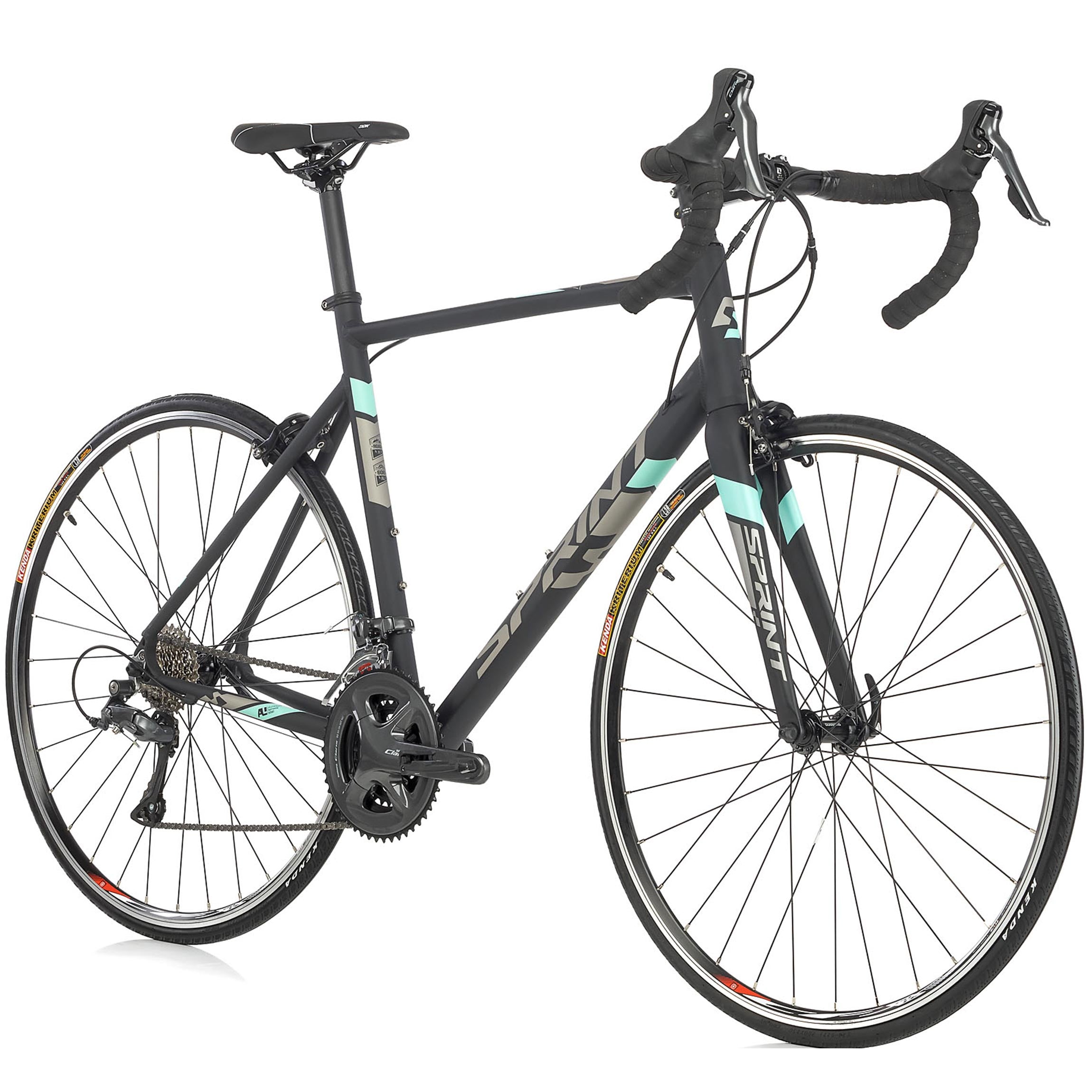 28" Heren racefiets SPRINT MONZA RACE met carbon voorvork 2 x 8 versnellingen SHIMANO CLARIS RD-R2000 Zwart / Grijs
