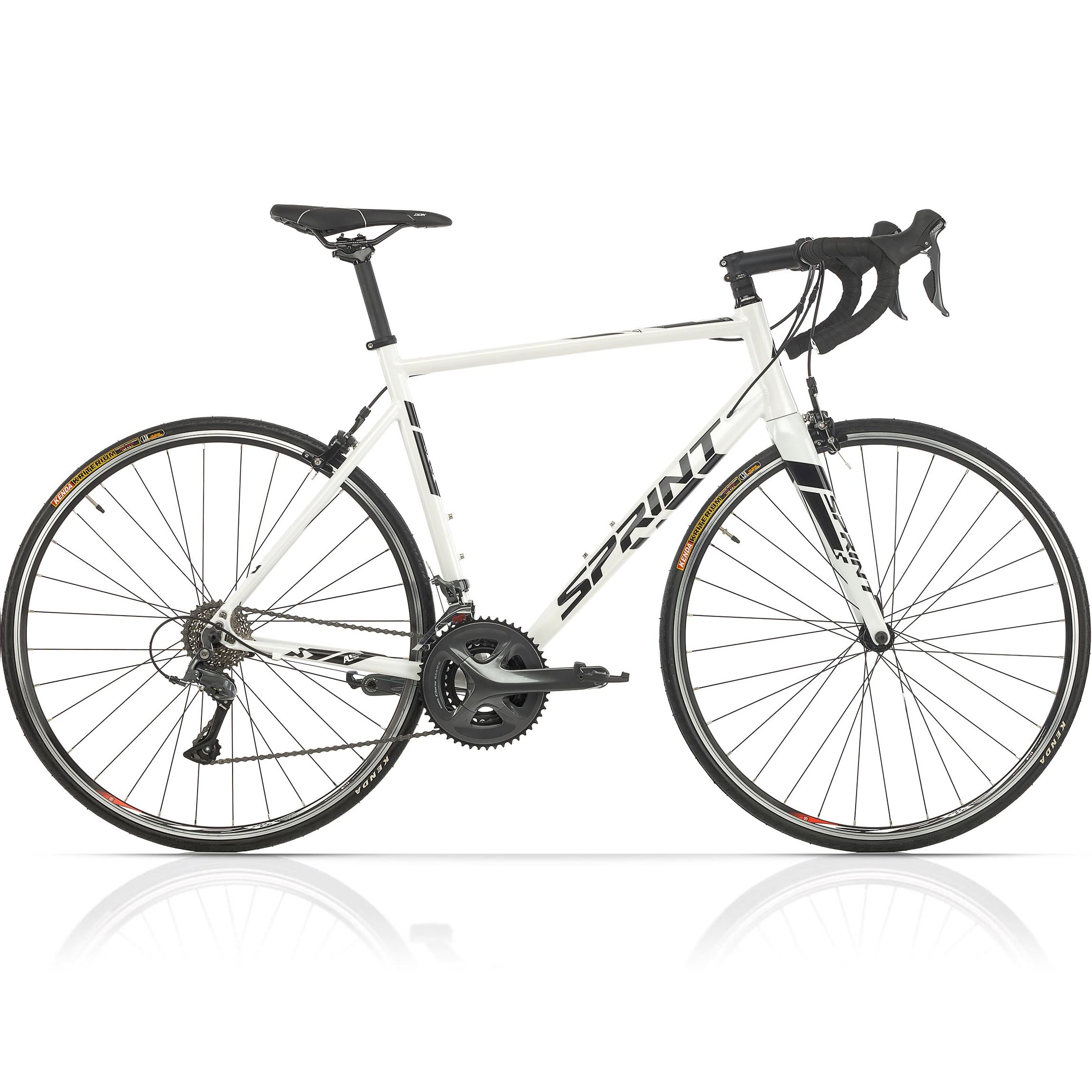 28" Heren racefiets SPRINT MONZA RACE met carbon voorvork 2 x 8 versnellingen SHIMANO CLARIS RD-R2000 Wit / Zwart