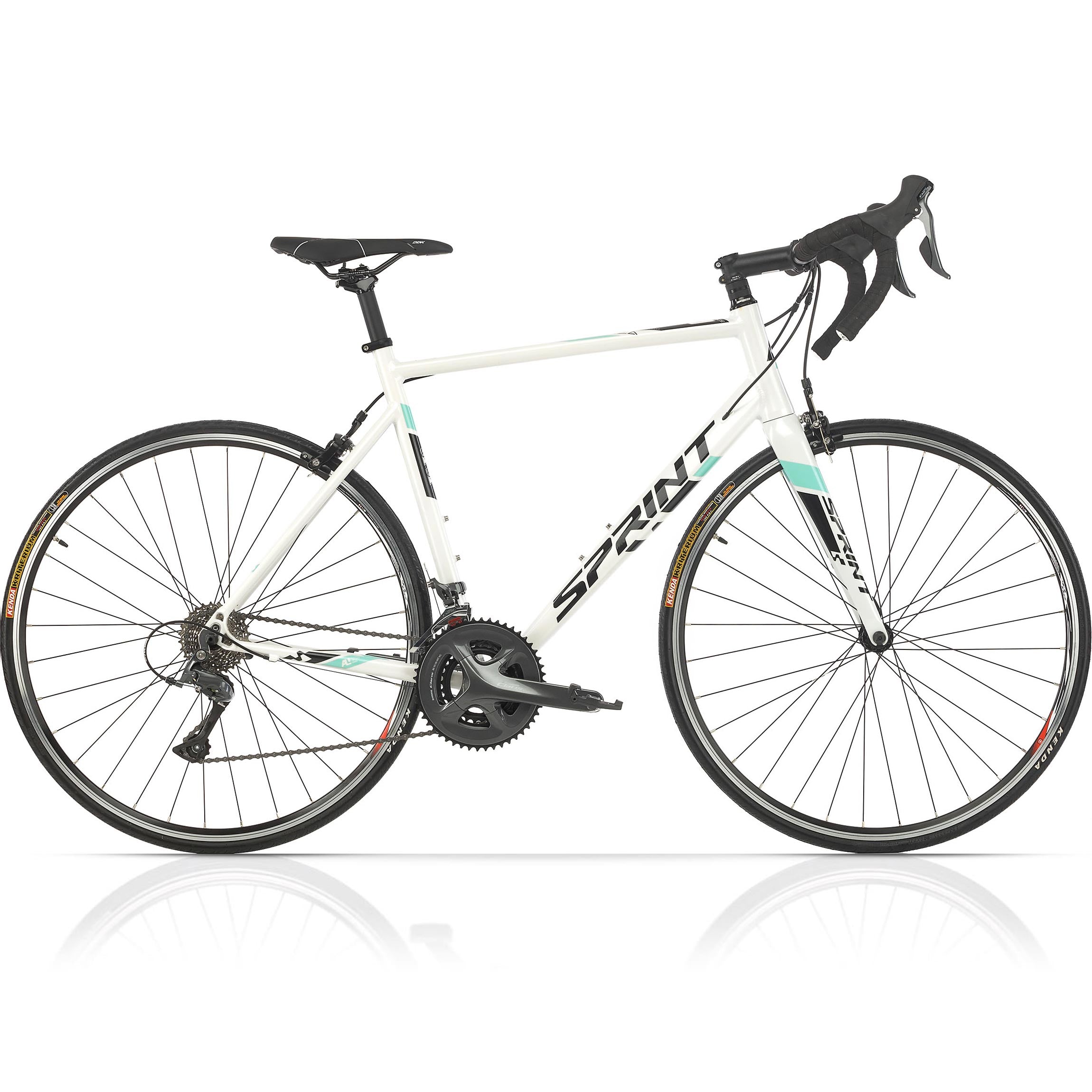 28" heren racefiets SPRINT MONZA RACE met carbon voorvork 2 x 8 versnellingen SHIMANO CLARIS RD-R2000 wit / groen