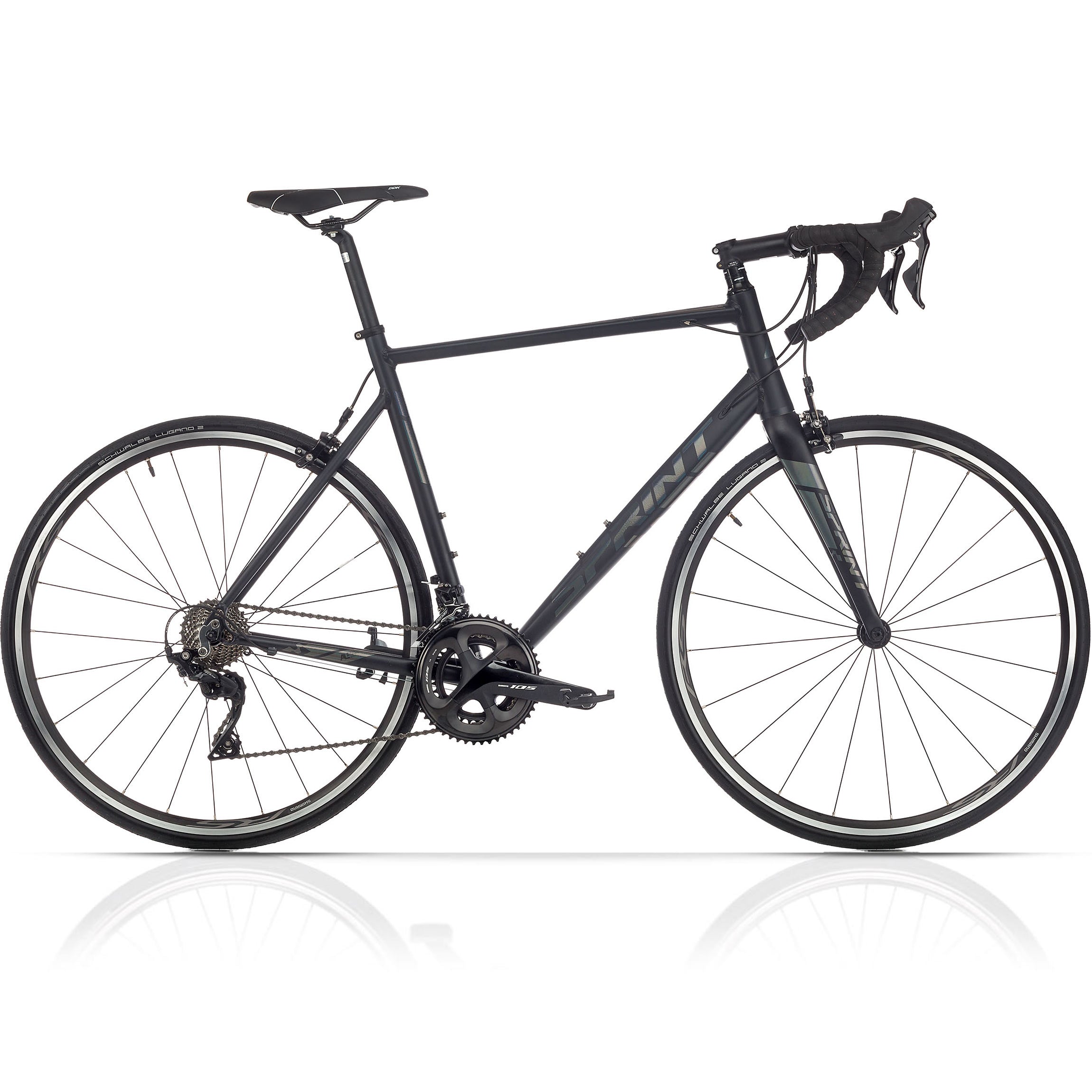 28" heren racefiets SPRINT MONZA TEAM met carbon voorvork, 2 x 11 versnellingen SHIMANO 105 RD-R7000 zwart / mat