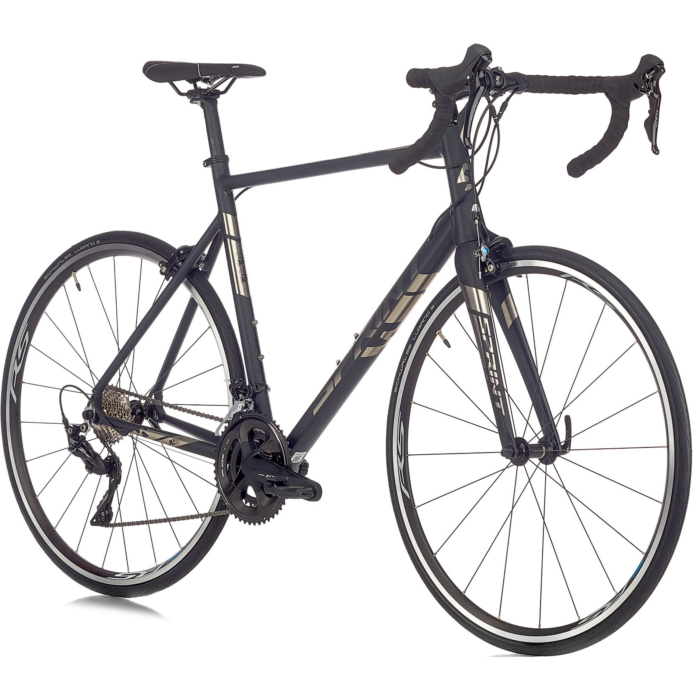28" heren racefiets SPRINT MONZA TEAM met carbon voorvork, 2 x 11 versnellingen SHIMANO 105 RD-R7000 zwart / mat
