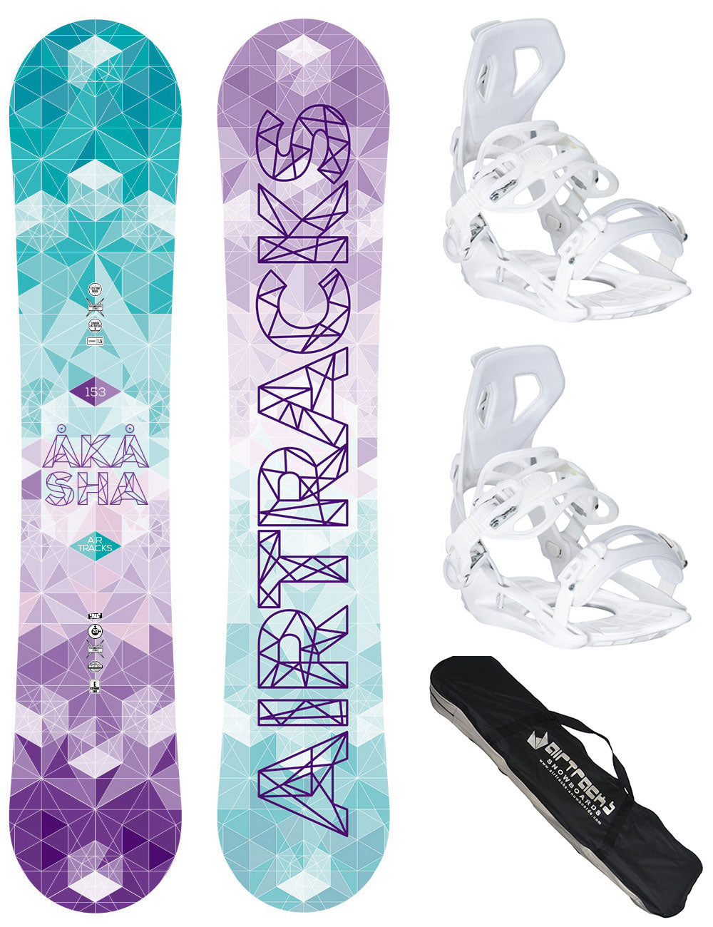 Women’s Snowboard Set Akasha Zero Rocker + Binding Master W M + SB Bag