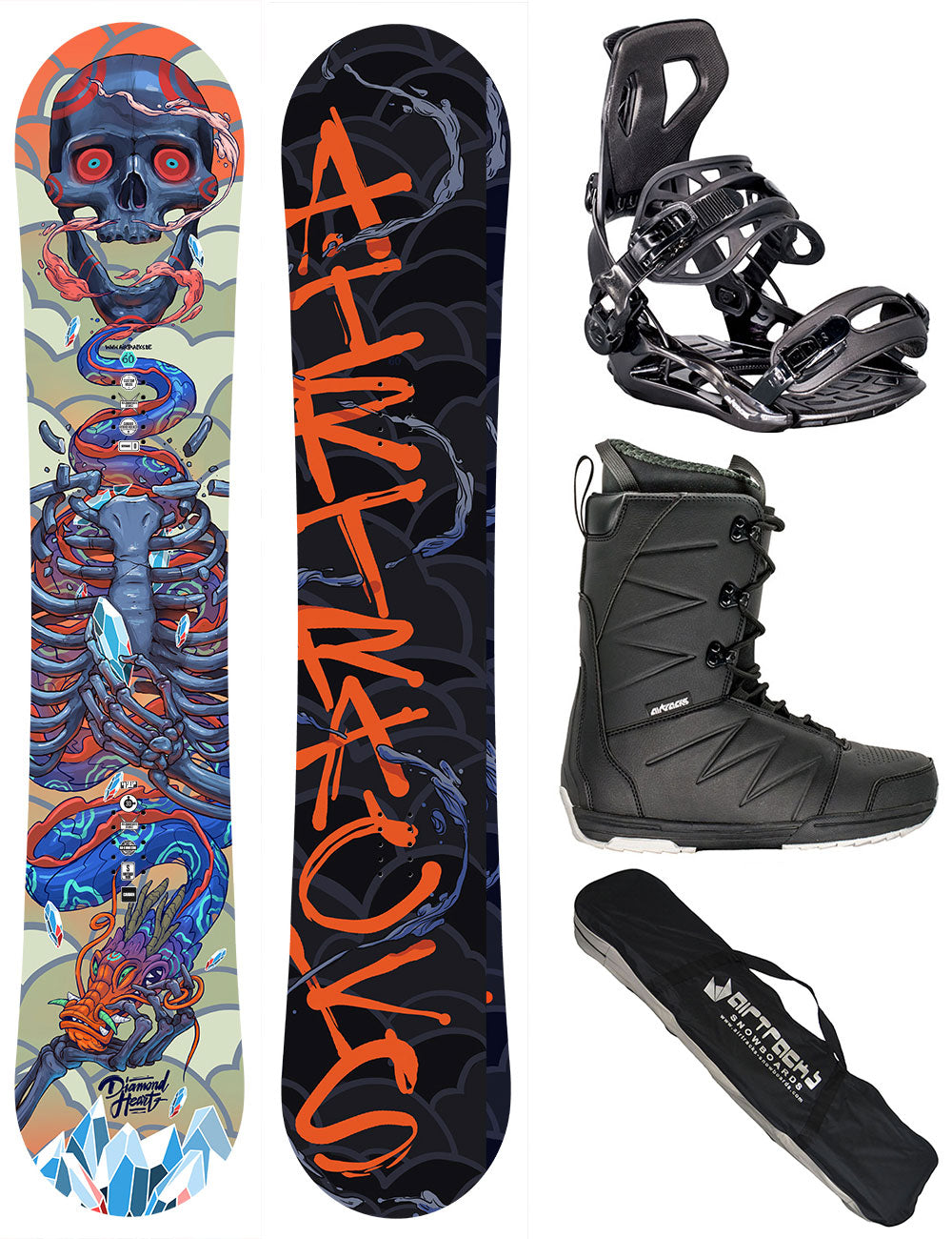 Herren Snowboard Set Diamond Heart + Bindung Master ME + Boots Star + SB Bag