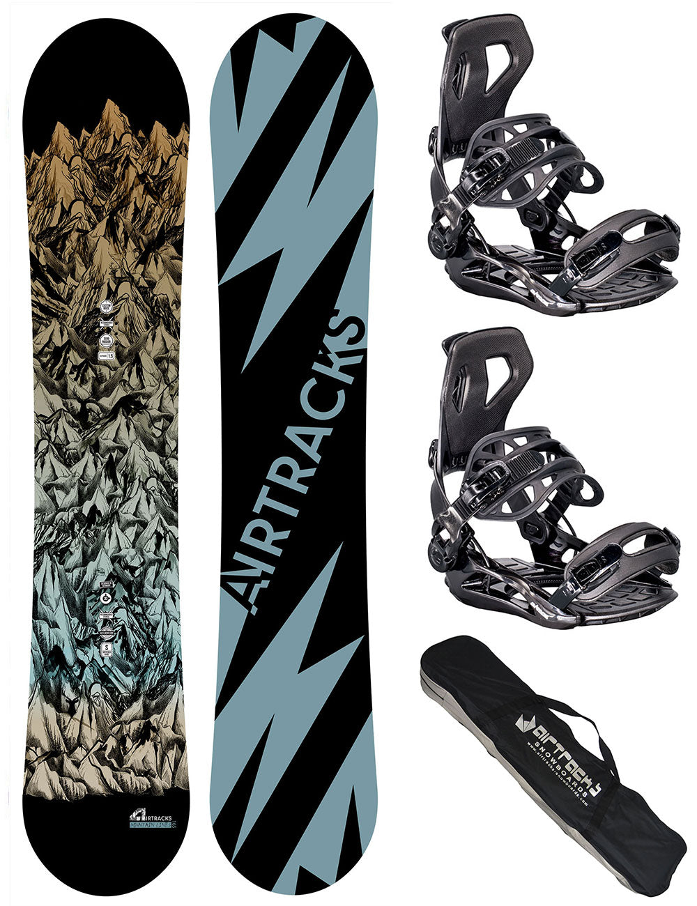 Heren Snowboardset: Board Mountain Lines Wide + Binding Master XL + SB Tas