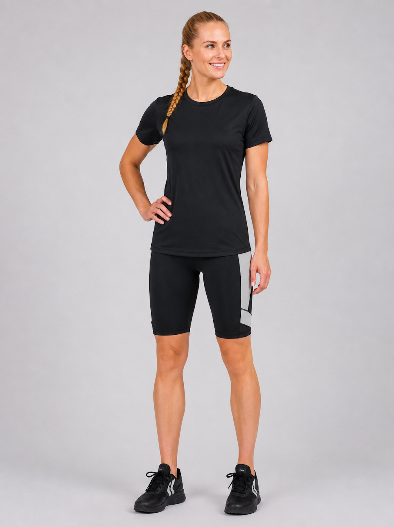 Pantalon de fitness pour femmes / pantalon de course court et produit de décote rouge noir et gris