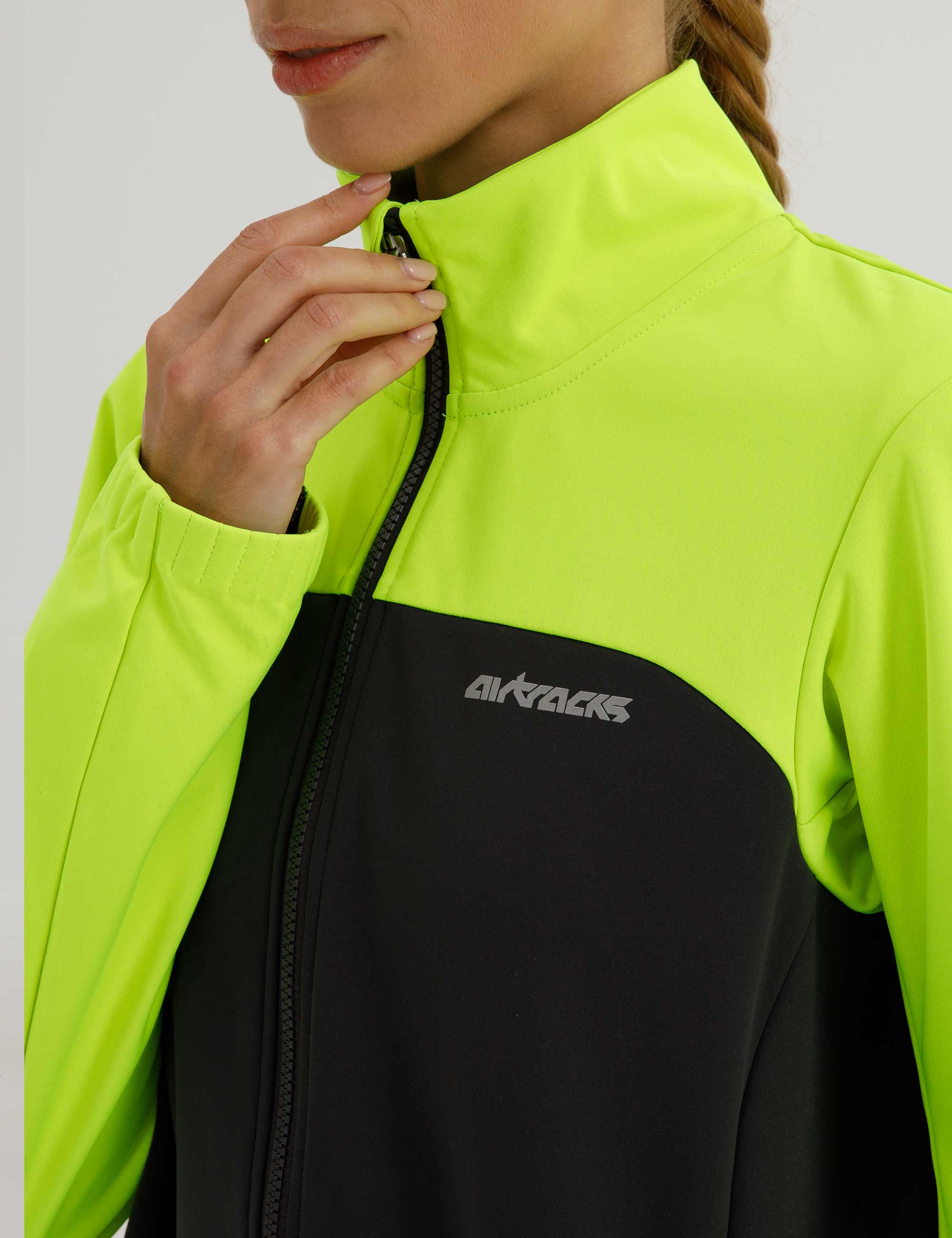 Damen Winter Fahrradjacke Softshell Thermoradjacke Advance Line Grau Neon