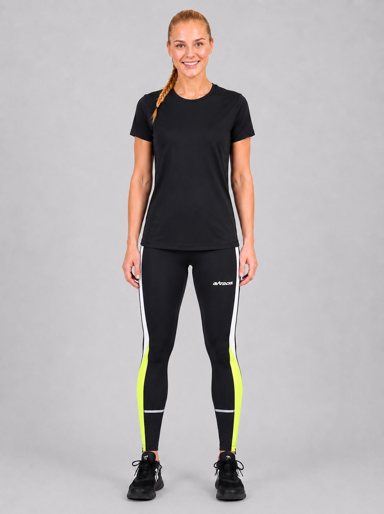 Running broek voor dames strak Lang Black neon