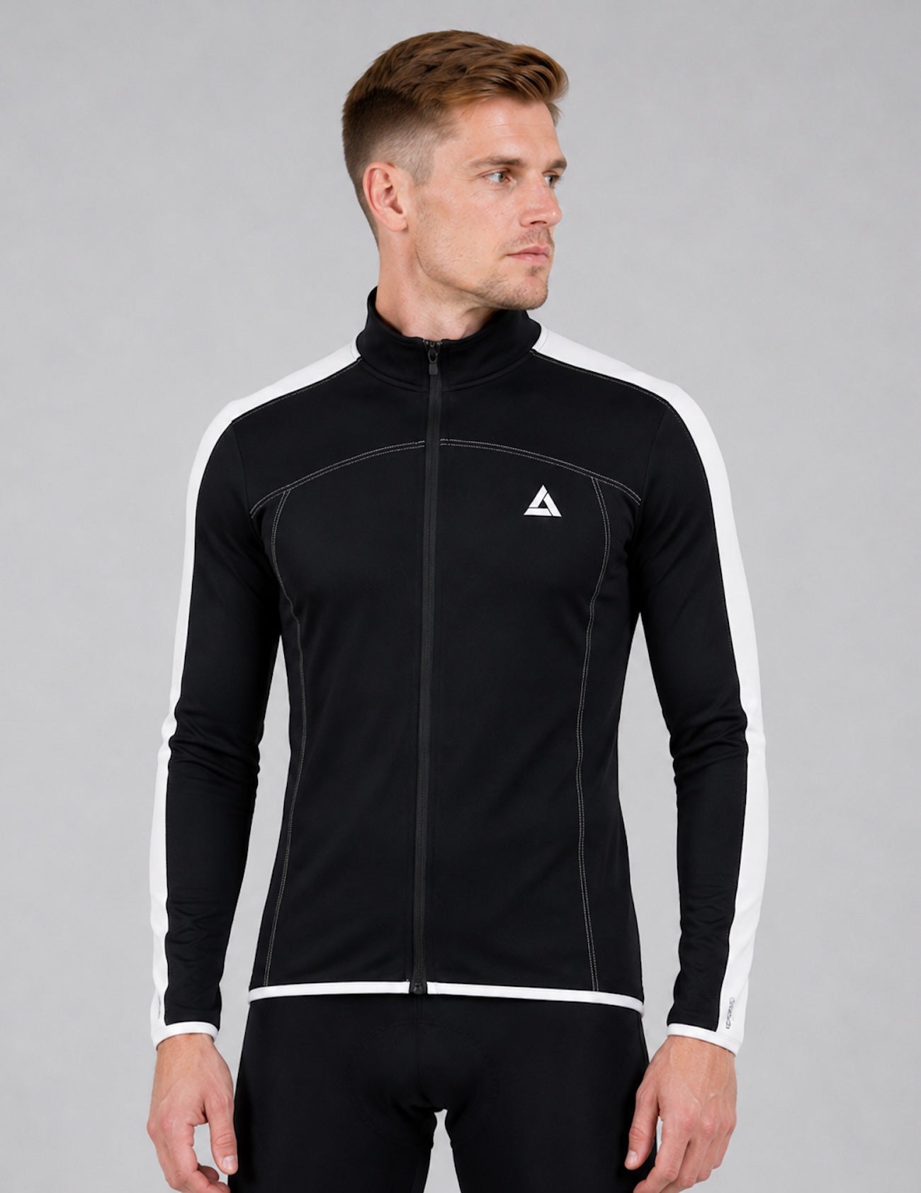 Thermo Bicycle Jersey brazo largo por línea Blanco negro