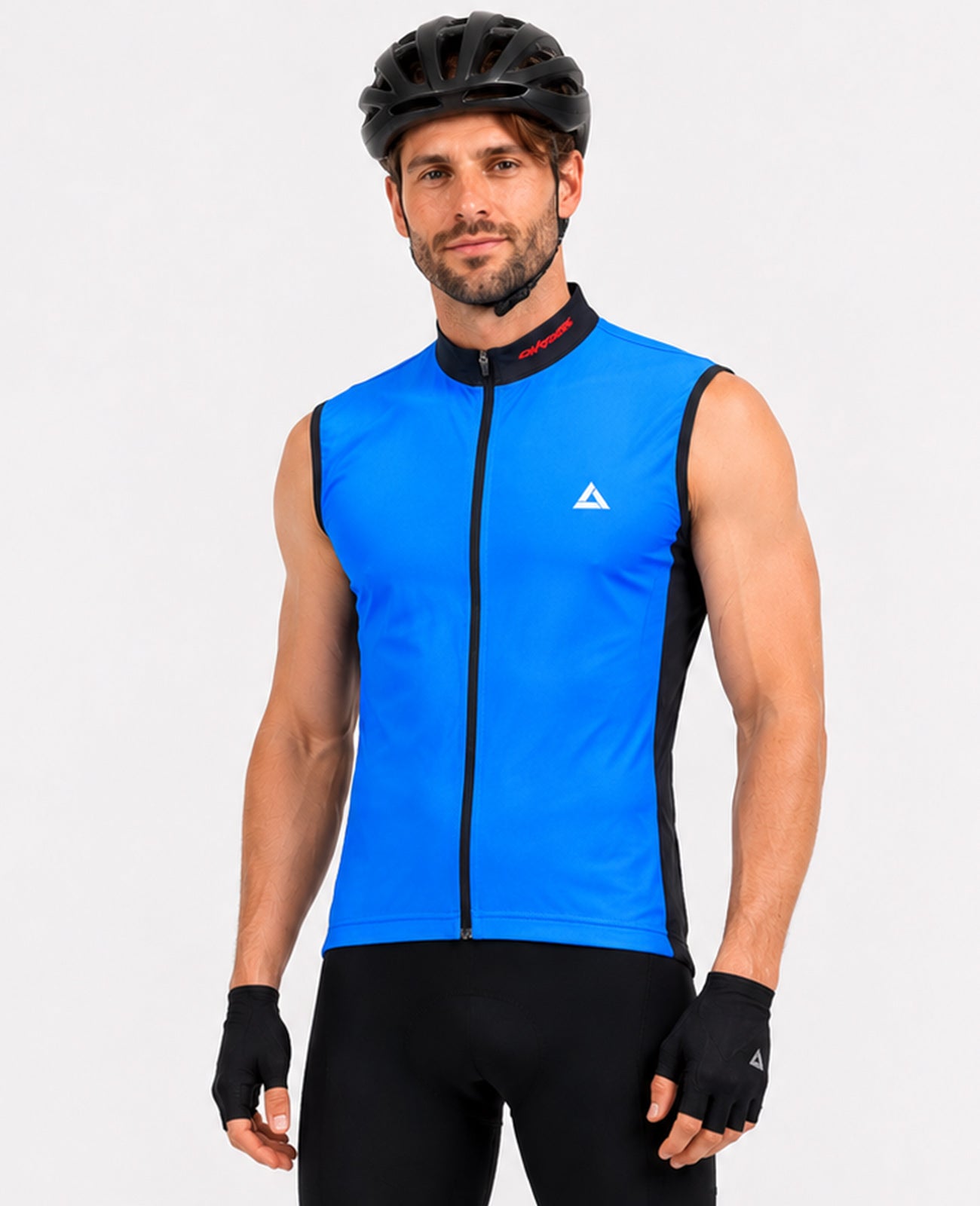 Jersey de vélo masculin Ligne de confort sans manches bleu noir