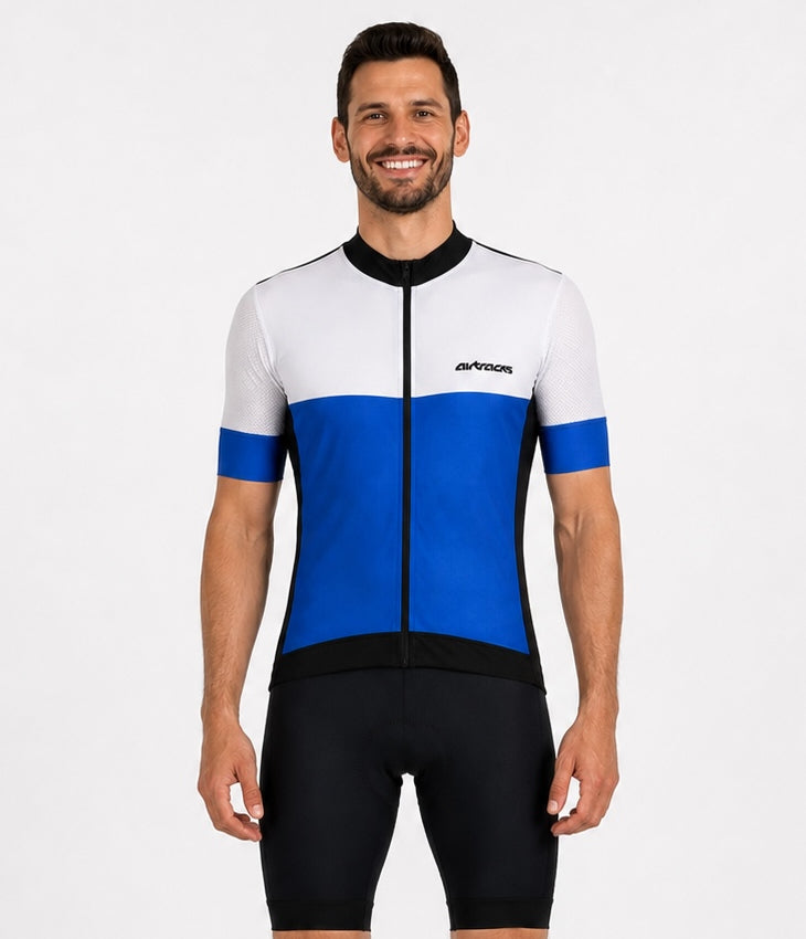 Jersey de bicicleta masculina Jersey de bicicleta corta de altura por equipo Línea III Blanca