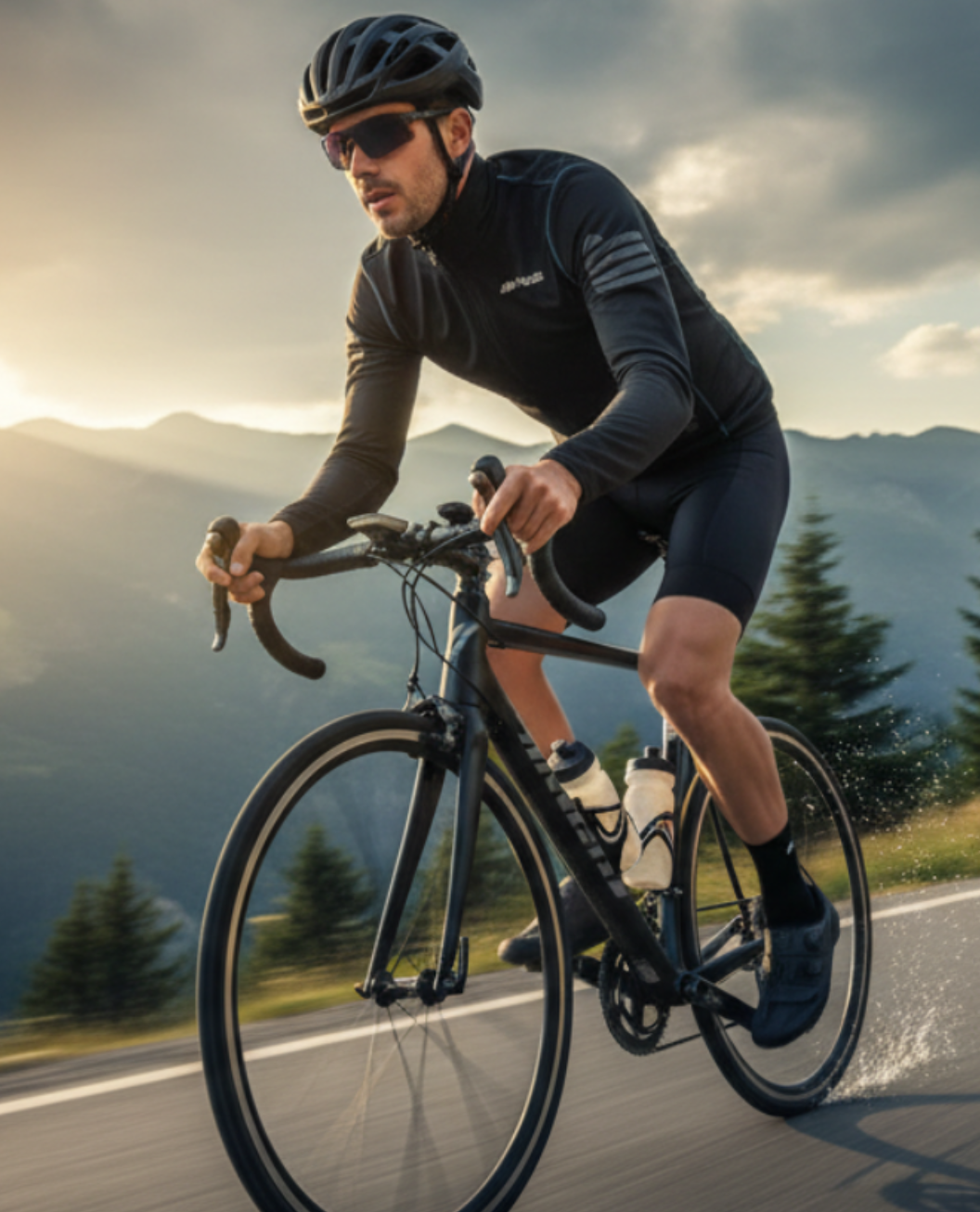 Hommes thermo radtrikot pro noir et bleu