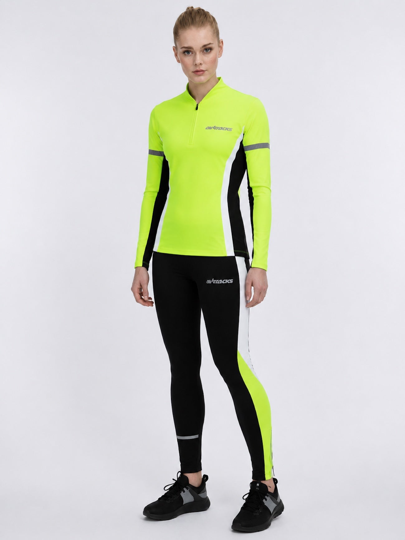 Mesdames Thermo Running pantalon serré Lang Black Neon